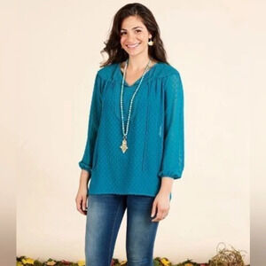 Matilda Jane Swiss dot eyelet sheer blouse‎ large